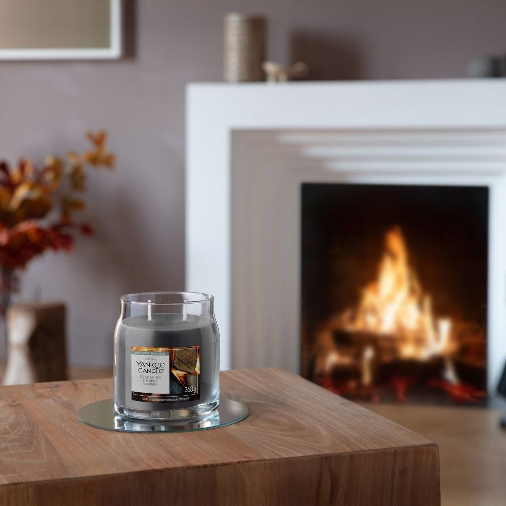 YANKEE home Scented Candle Crackling Embers Cylinder Grey 2247800
