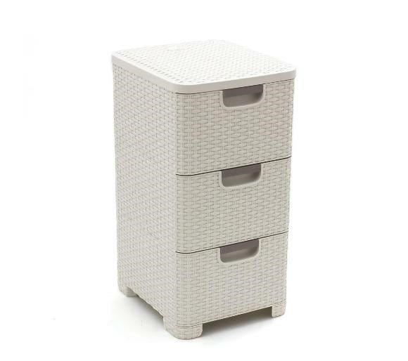 CURVER Bookcase with 3 Drawers 3x14L Cream
