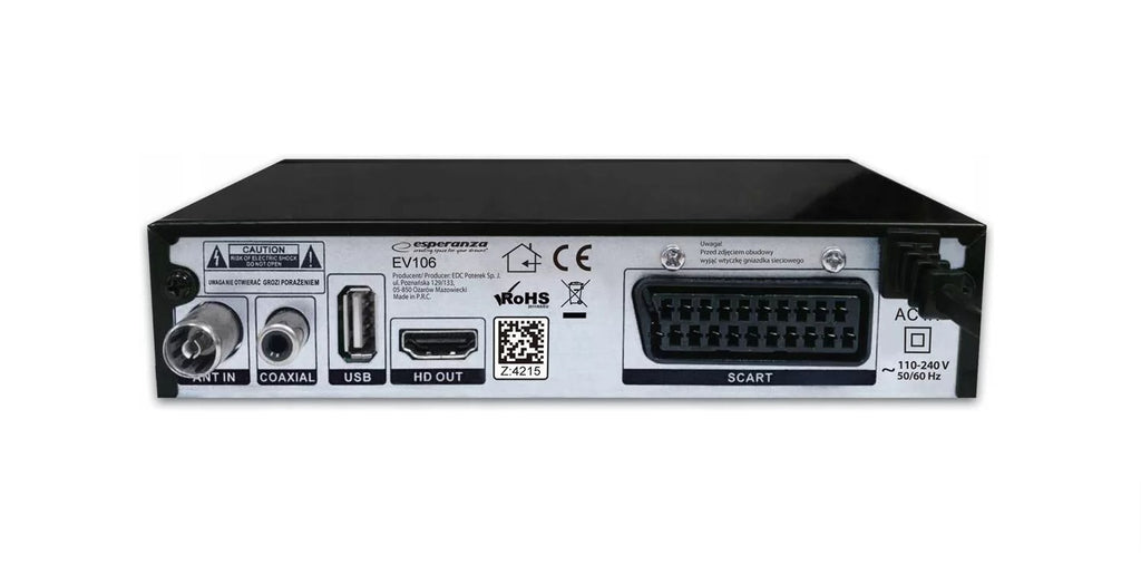 Esperanza EV106R DVB-T Receiver, Terrestrial TV, 405 g, Remote Control