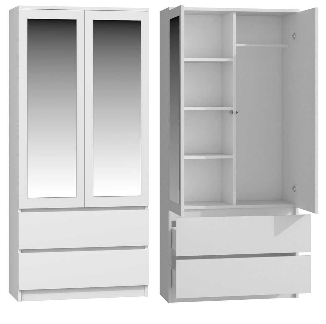 Topeshop SS-90 Wardrobe 2 Doors 5 Shelves White