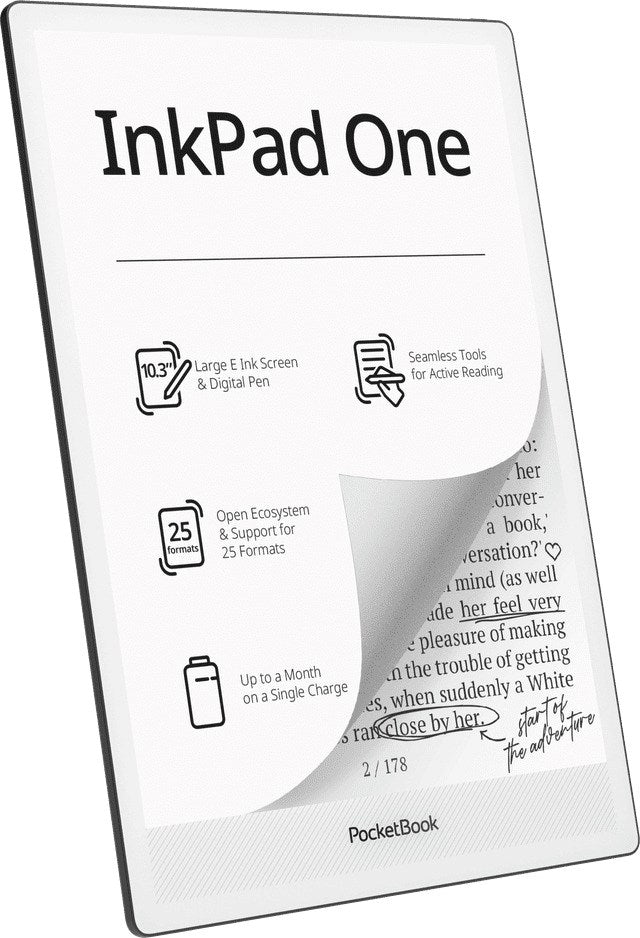 POCKETBOOK InkPad One - 10.3-Inch E Ink Touchscreen eReader with Adjustable Frontlight 3-Zoll