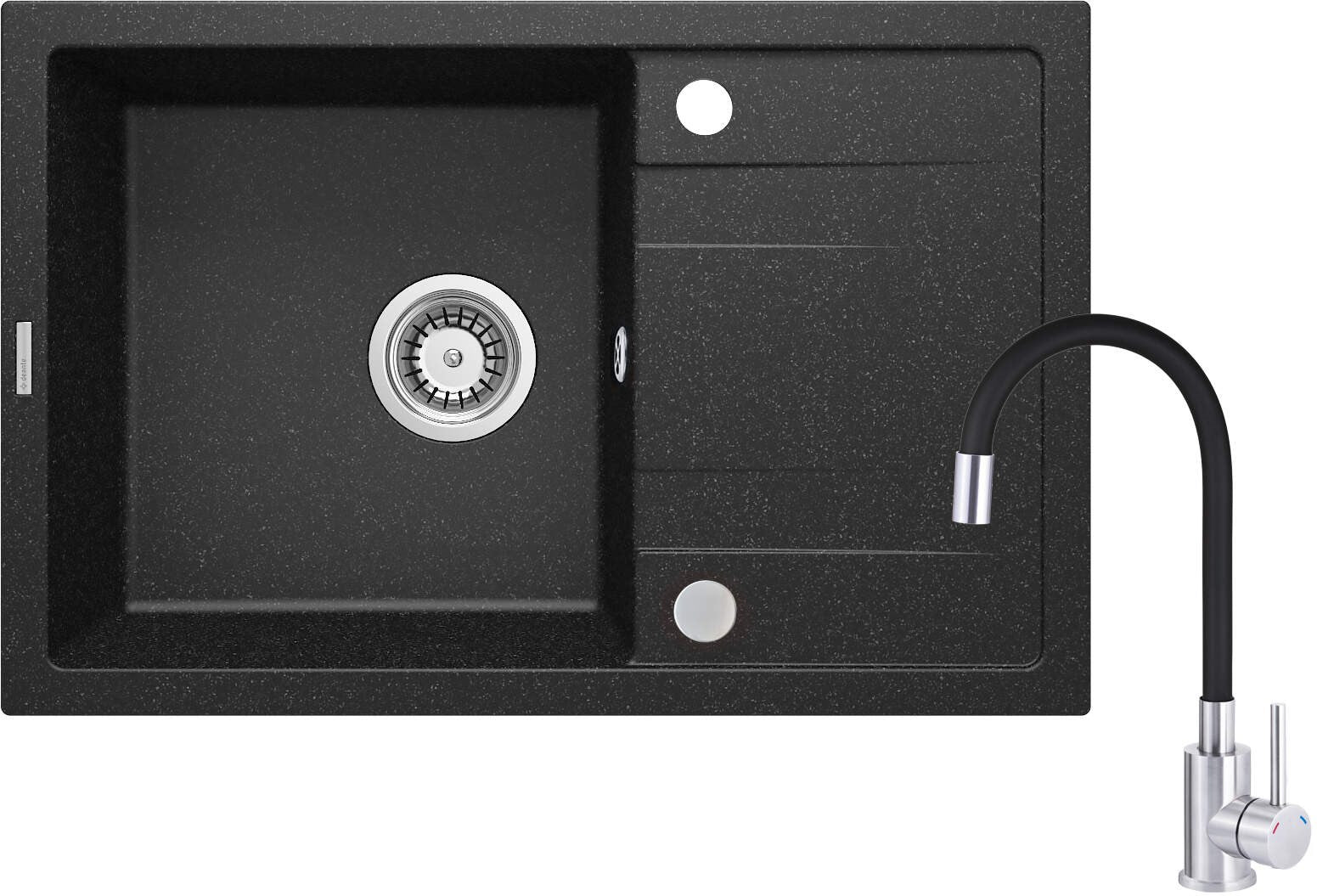 Granite Sink with Faucet Flexible Spout Graphite 1-Bowl