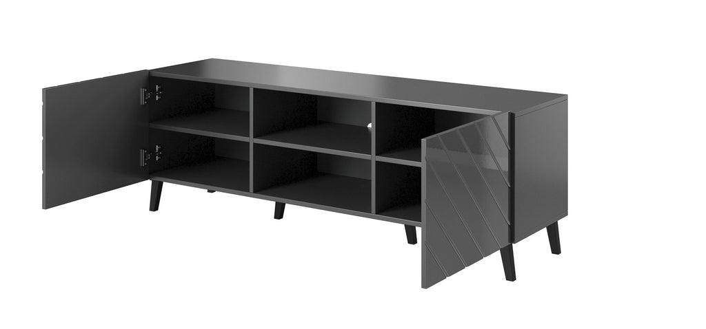 RTV Cabinet ABETO 150x42x52 Graphite/Gloss