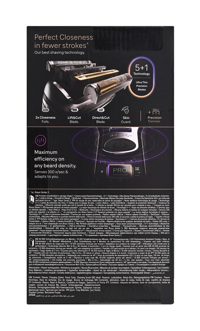 Braun Series 9 Pro+ Foil Shaver 9615S - Black and Grey, 60 min Runtime