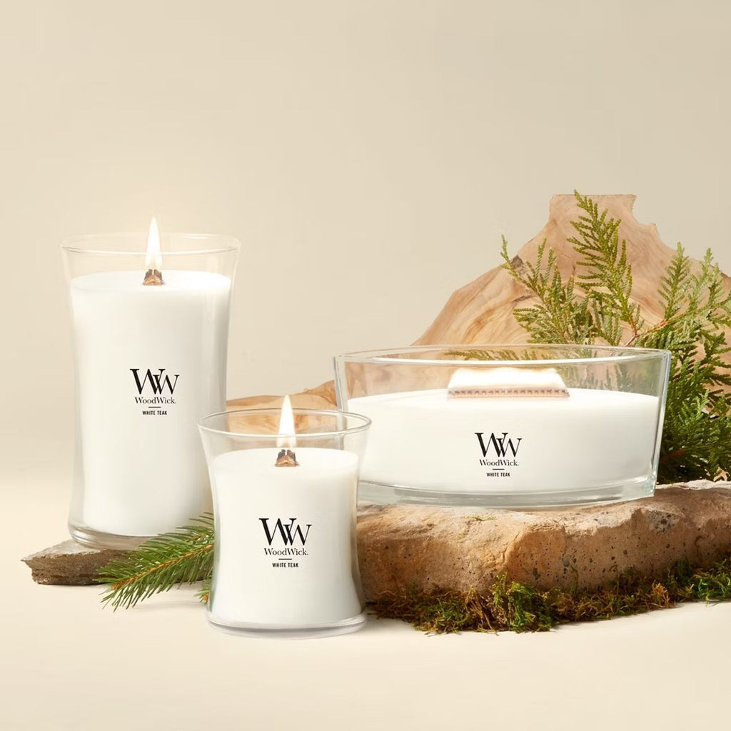 WoodWick Scented Candle Ellipse White Teak 1 pc | Model: 2674273E