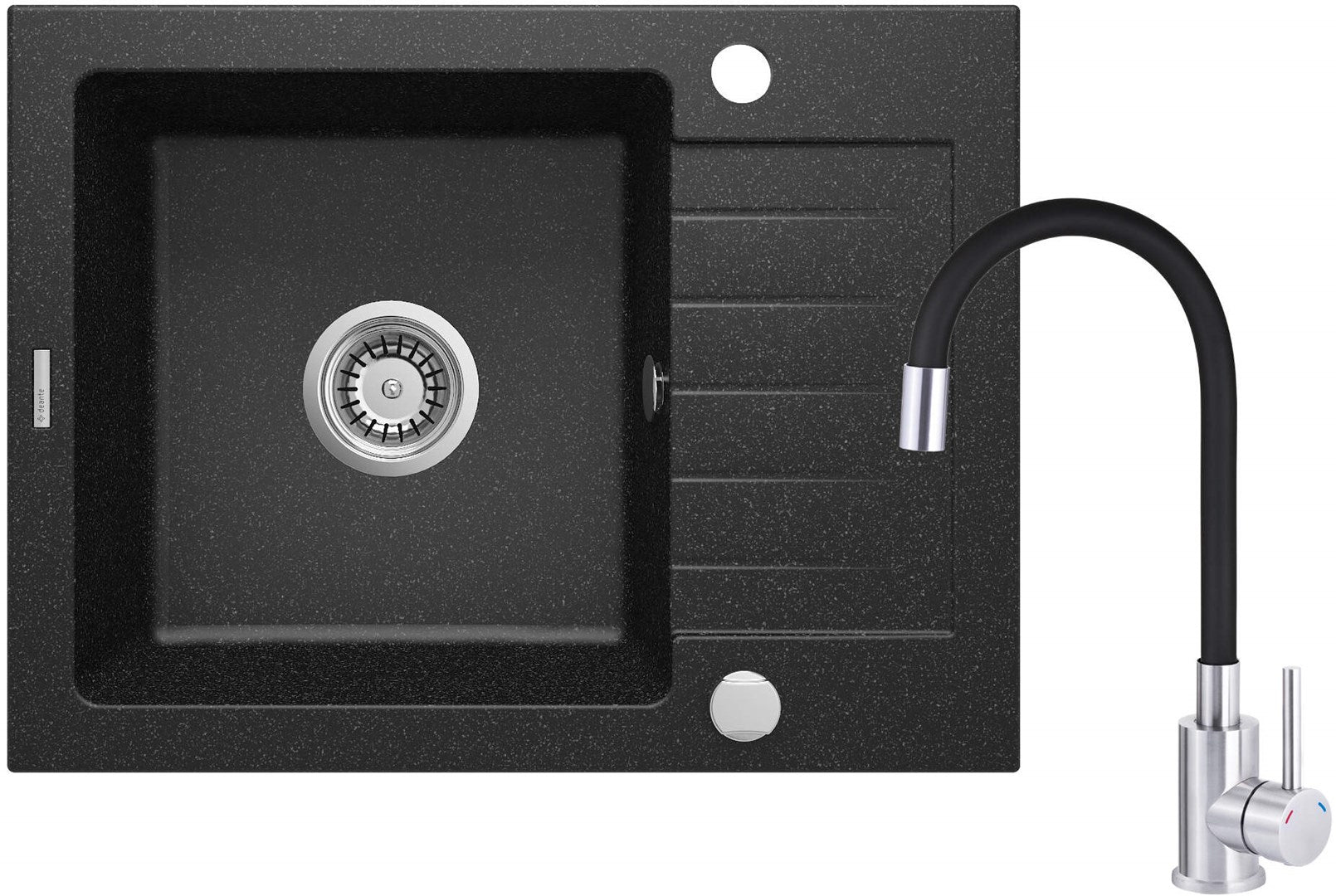 Deante Granite Sink with 1-Bowl Faucet and Drainer
