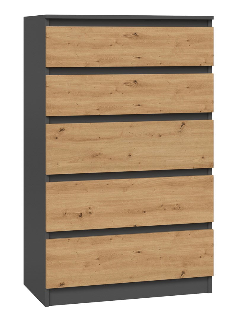 Topeshop M5 Chest of Drawers Anthracite/Oak Artisan MALWA Collection