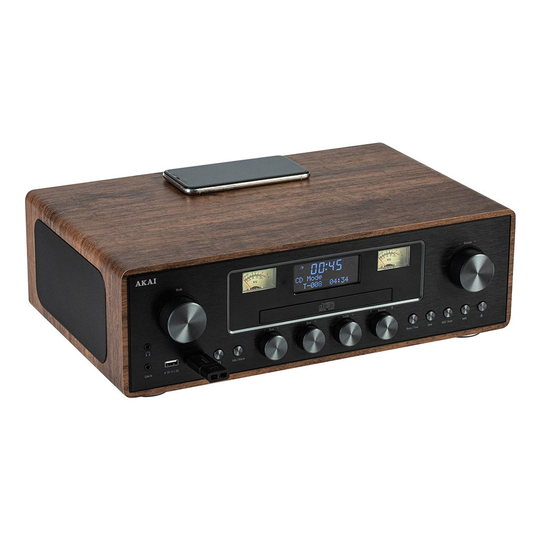 AKAI AM-100 RHAPSODY Stereo System - 30W RMS, Bluetooth 5.0, DAB+/FM, CD/USB, AUX