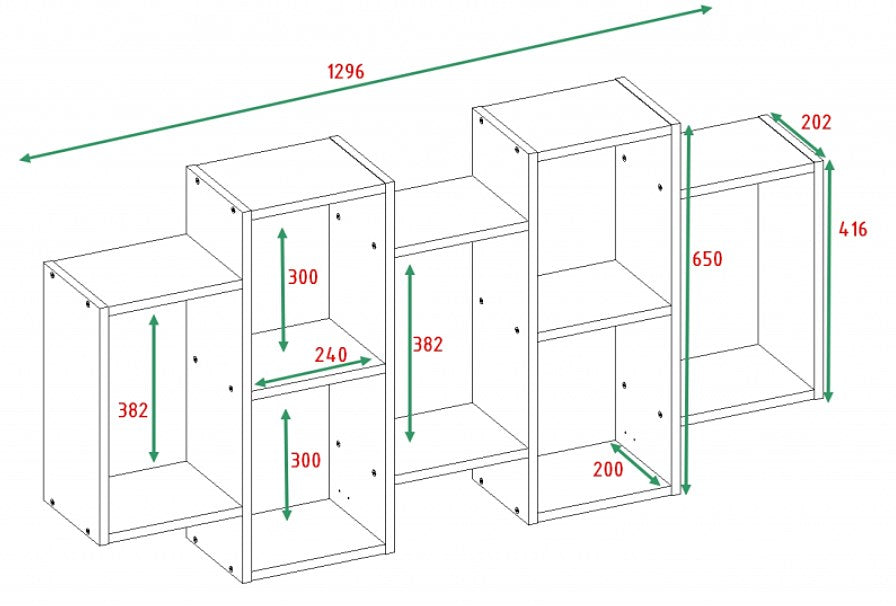 BILBAO 7.0 Wall-Mounted Bookcase Matte White 129.5x65x20 cm