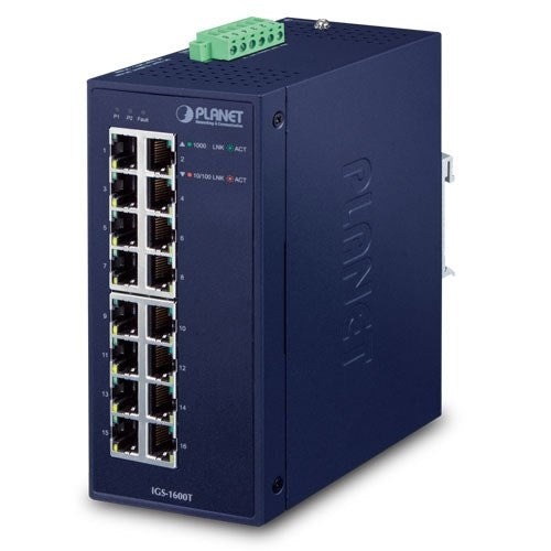 PLANET IGS-1600T Unmanaged L2 Gigabit Ethernet Switch 16-Port 10/100/1000 Blue