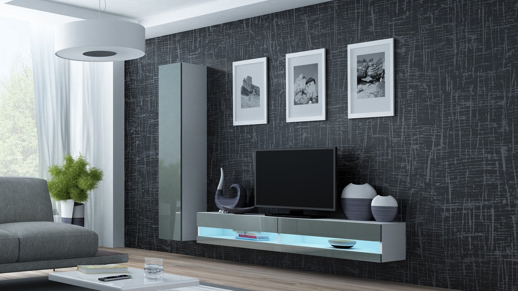 Cama VIGO NEW TV Stand 180x30x40 White/Grey Gloss
