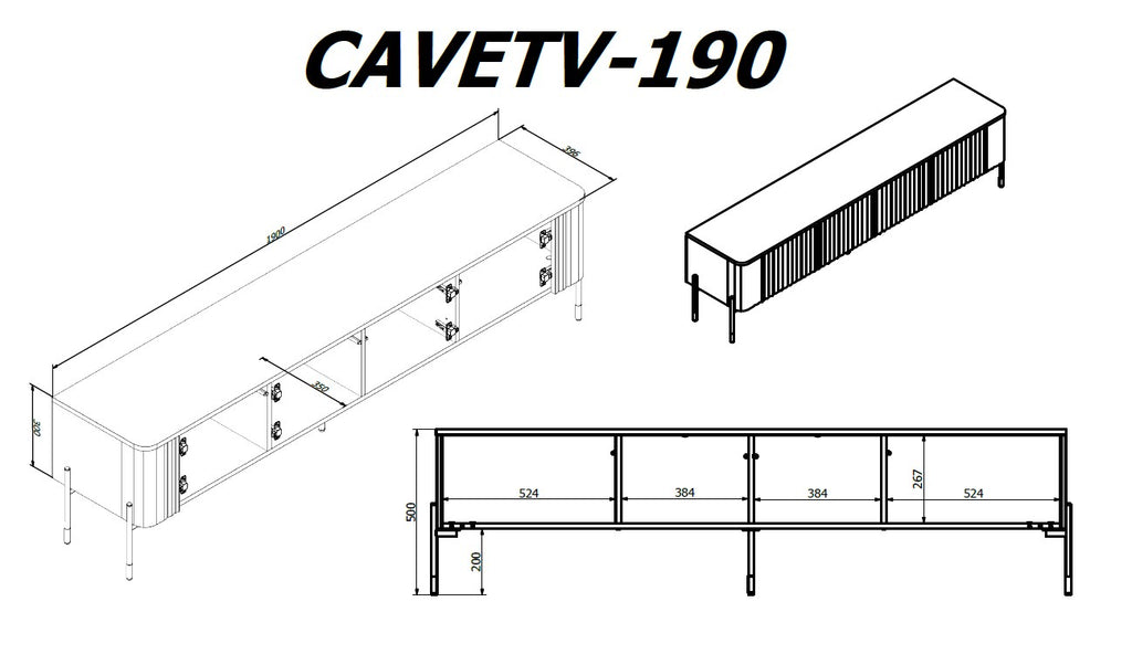 Cama VERA TV Cabinet 190x40x50 Matt White