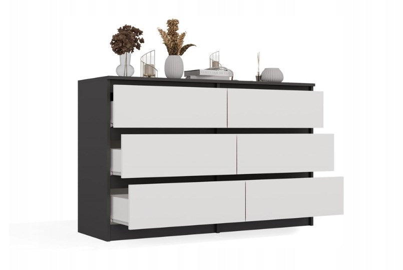 Malwa M6 Chest of Drawers 120 cm 6 Drawers Anthracite/White