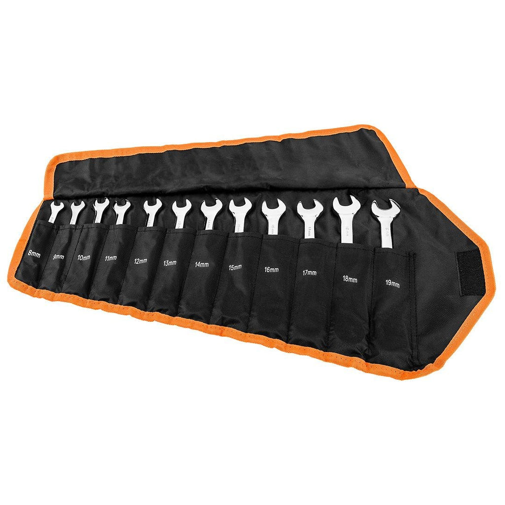 NEO tools Ratchet Open-End Wrench Set 12 Pieces 8-19 mm 09-345