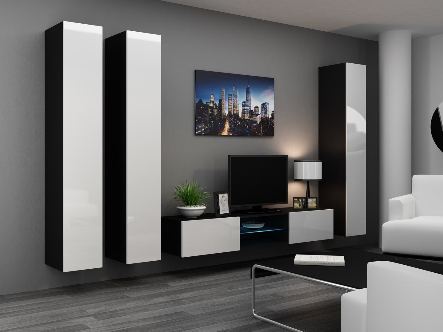 Cama Full Cabinet VIGO '180' 180/40/30 Black/Black Gloss
