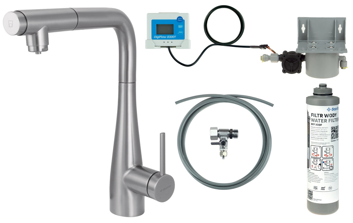 deante Kitchen Faucet with Water Filtration Set and Pull-Out Spout | Model: BREFF75M