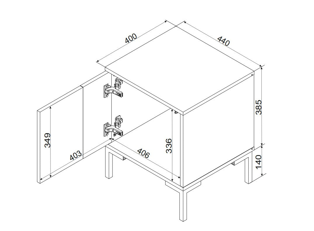 Cama Bedside Table 2 pcs. MERCI 44x40x52.5 Black/Oak Artisan 2pc