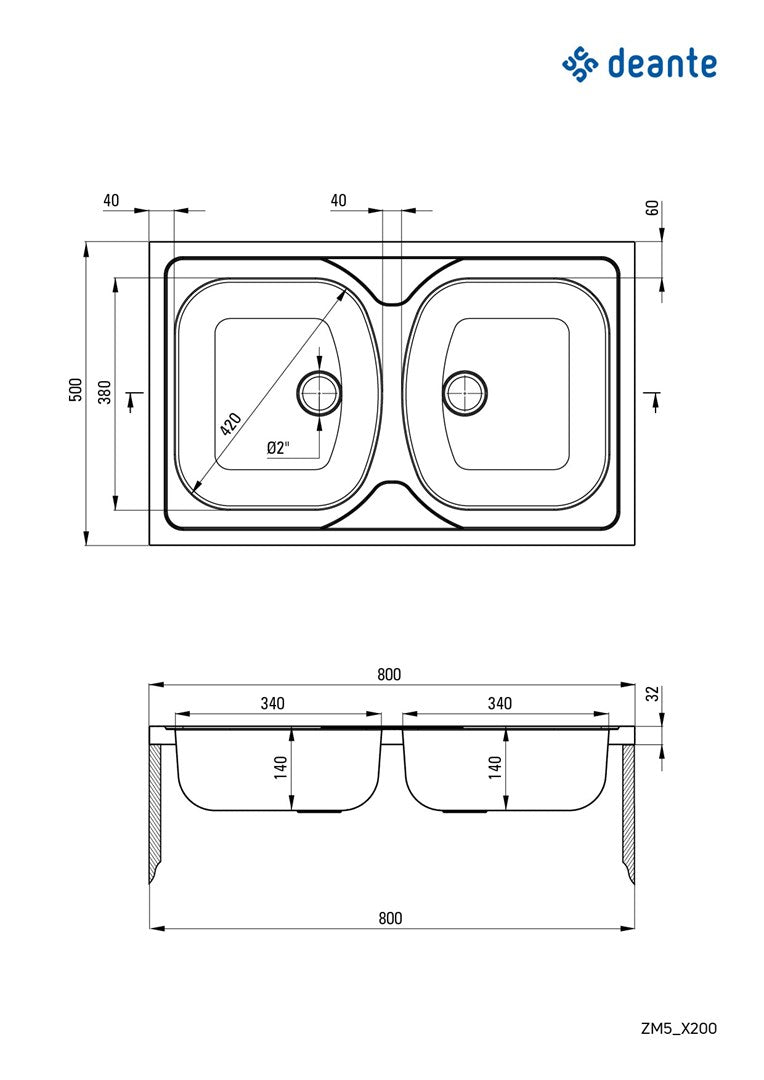 2-bowl steel sink - overlay