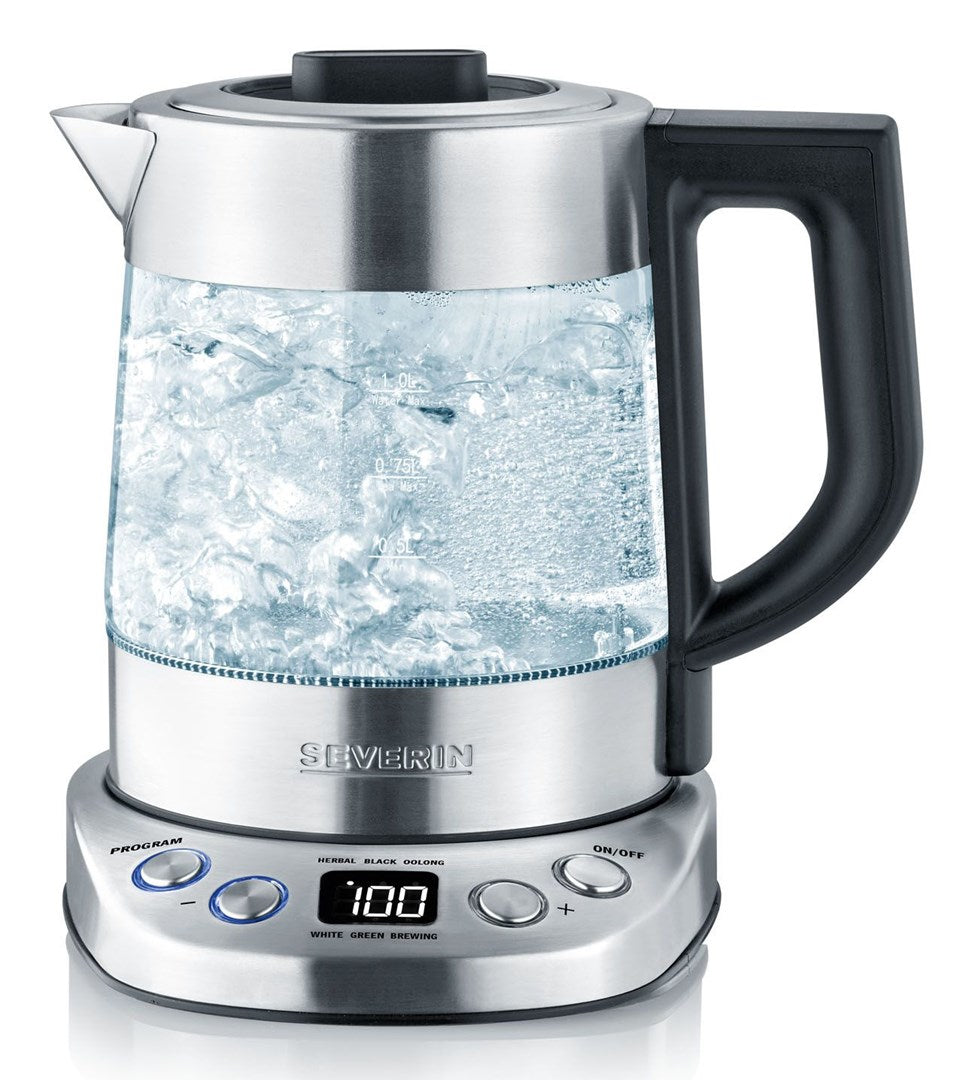 SEVERIN Deluxe Mini Kettle 1 L 2200W Glass/Stainless Steel WK 3473