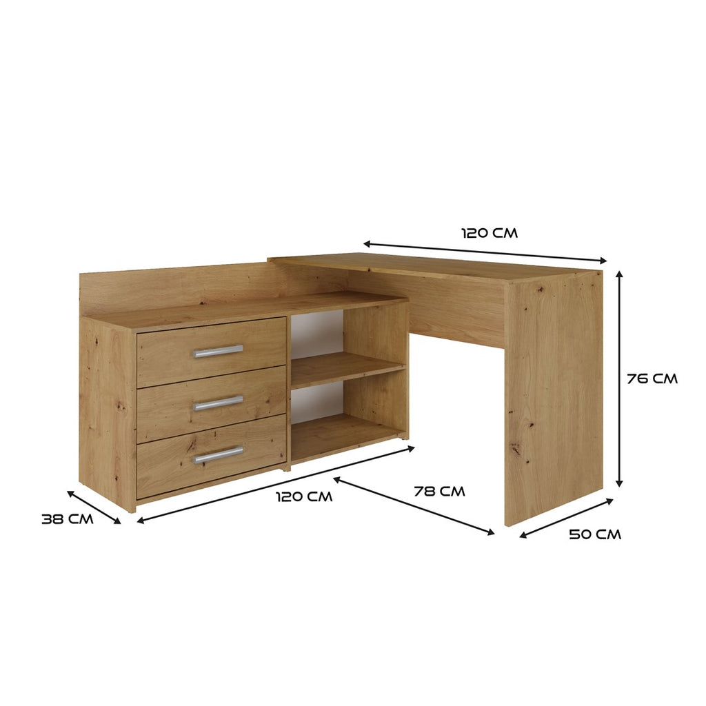 Topeshop DANY ARTISAN KPL Computer Desk Oak Colour