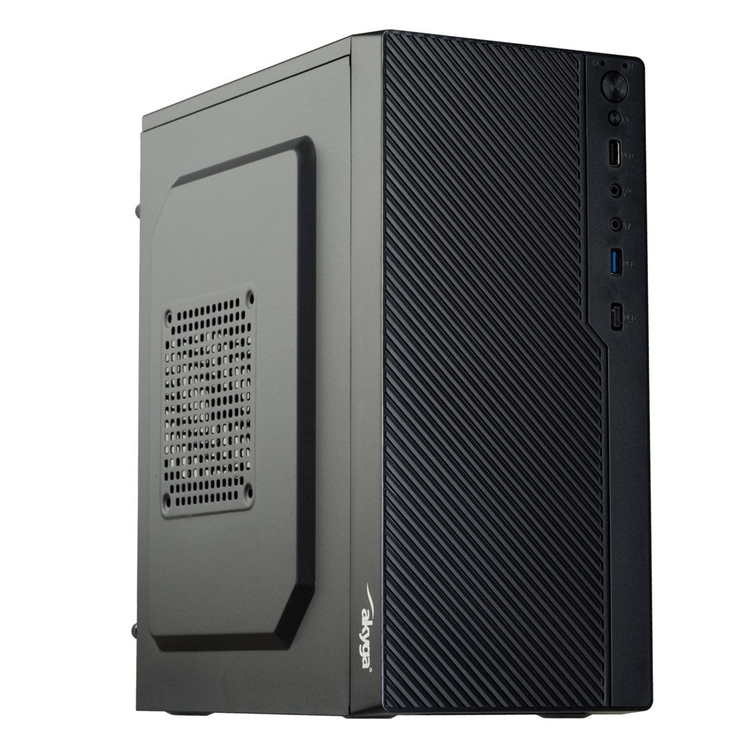 Akyga AK36BK Computer Case Micro Tower Black - Minimalist Design - Micro ATX - AK36BK