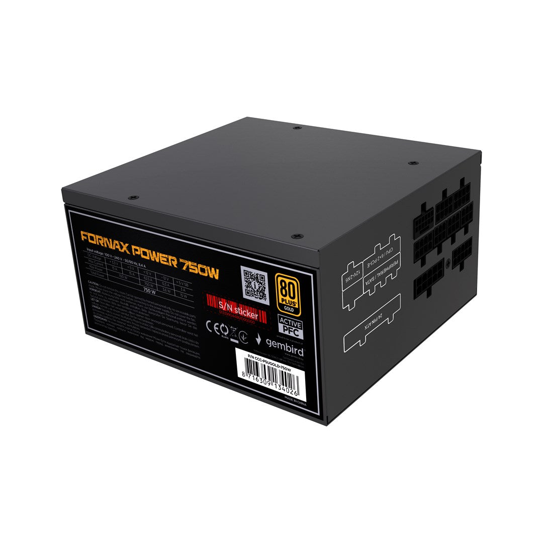 Gembird CCC-PSUGOLD-750W Power supply unit Fornax Power 750W active PFC 12cm fan 80+Gold