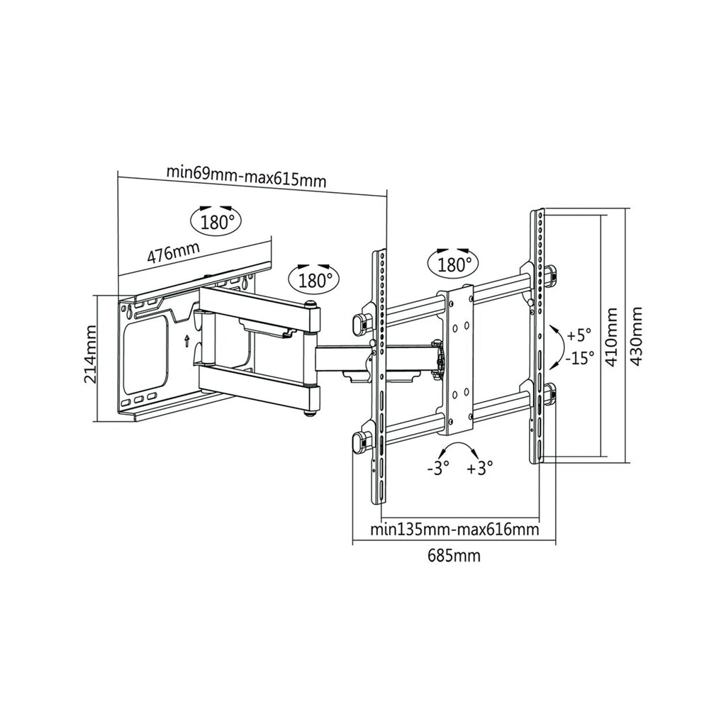 Wall mount 37-70 inch black LPA49-463D (vertical and horizontal adjustable)