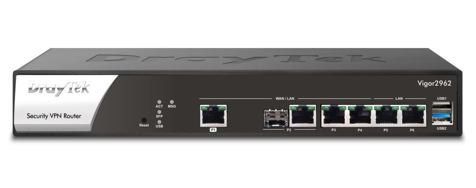Draytek Vigor 2962 - Router - 4-Port Switch - GigE, 2.5 GigE - Rack Mountable (v2962-DE-AT-CH)