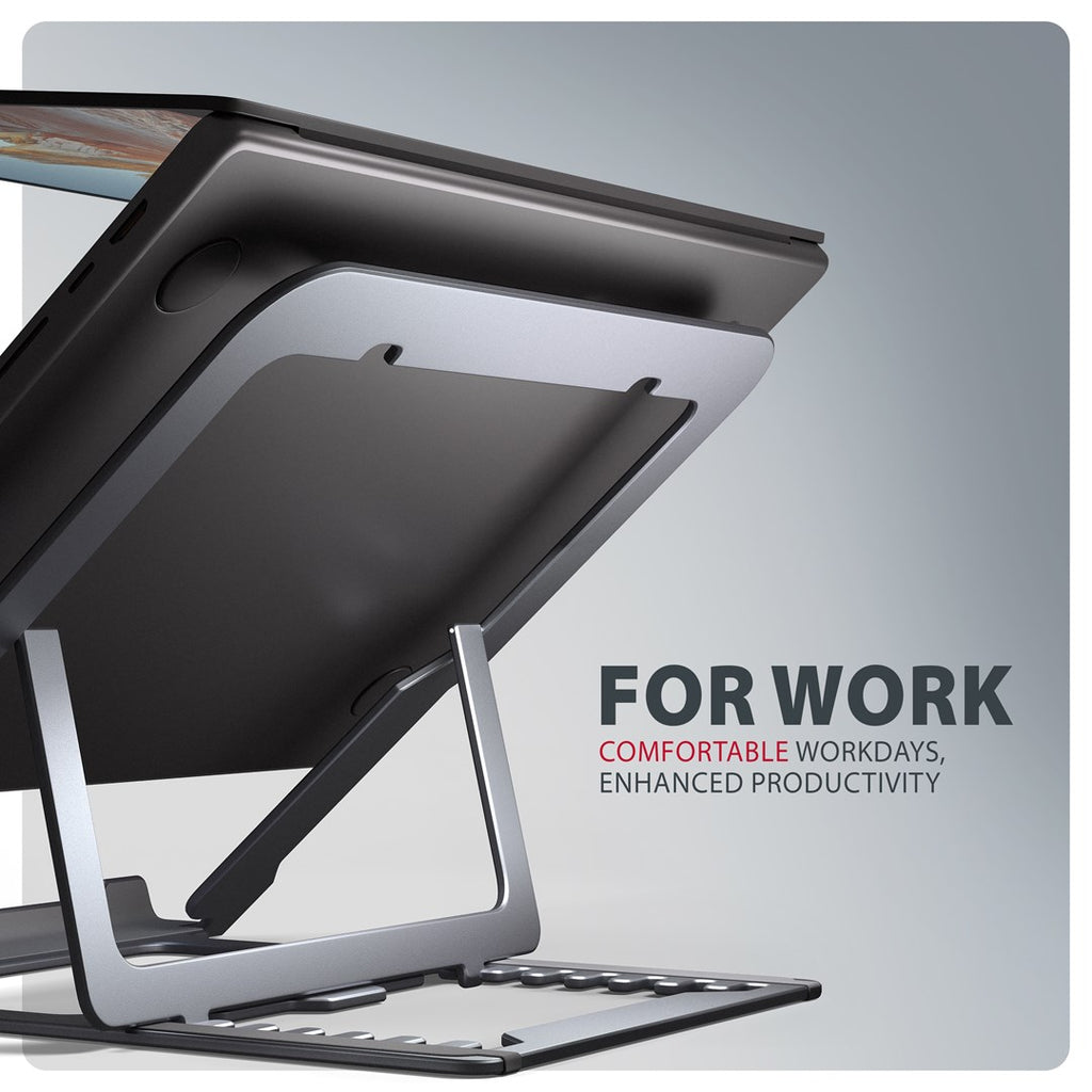 Axagon STND-LAG Aluminum stand for laptops size 10 –17.3 . Eight adjustable height and angle. Grey version.