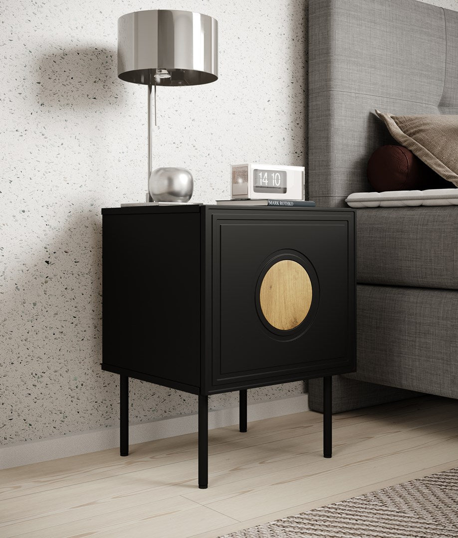 PALAZZO Bedside Table 2 pcs. 44.5x40x59 Black + Oak Craft