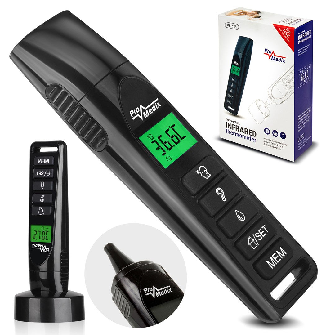 ProMedix PR-638 Body Thermometer Non-Contact Infrared 185 g 171 mm Width 51 mm Length 112 mm Height