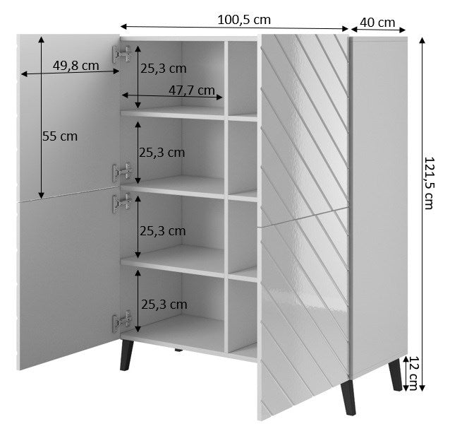 ABETO Shelving Unit 100.5 x 40 x 121.5 cm Graphite/Glossy Graphite