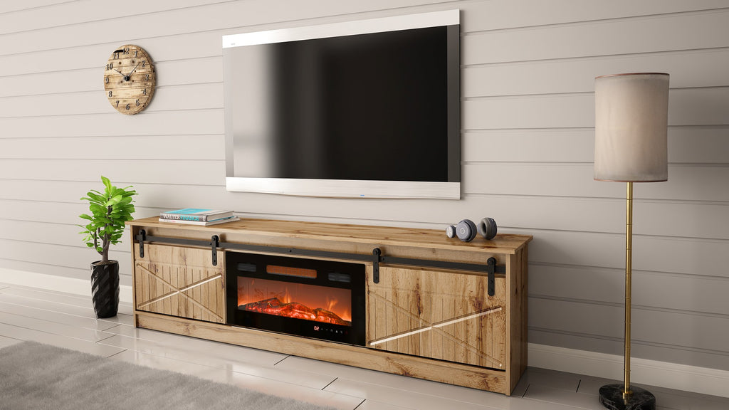 Cama MEBLE Fireplace Cabinet Wotan Oak 2000x2045x425 GRANERO+KOM WOT
