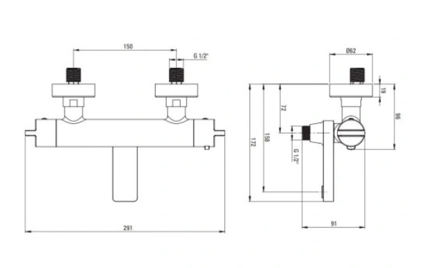 Deante Thermostatic Bathtub Mixer Brass