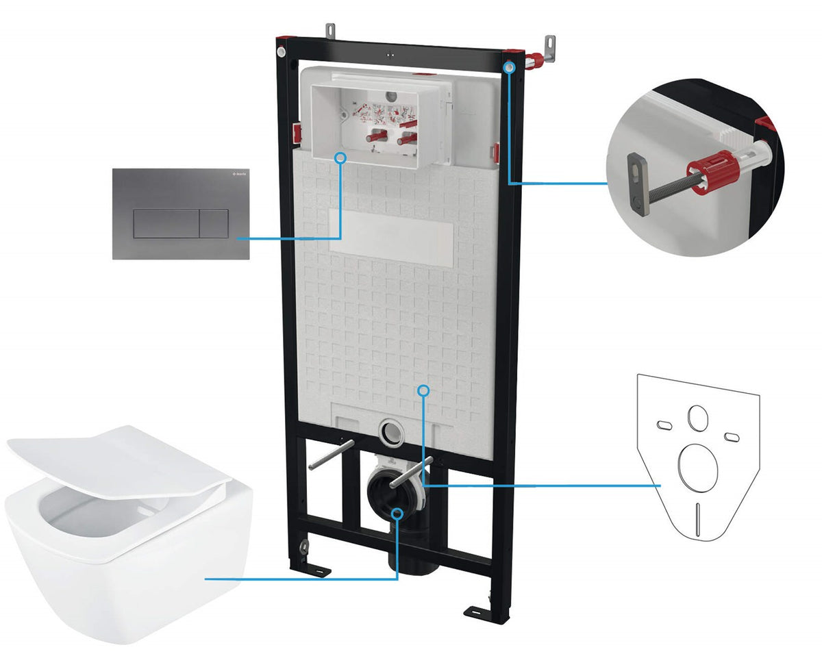 deante 6-in-1 Concealed Toilet Set 520 mm x 1200 mm x 520 mm CDZT6ZPW