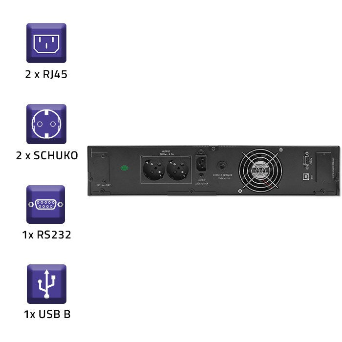 Qoltec UPS RACK 1KVA 800W LCD
