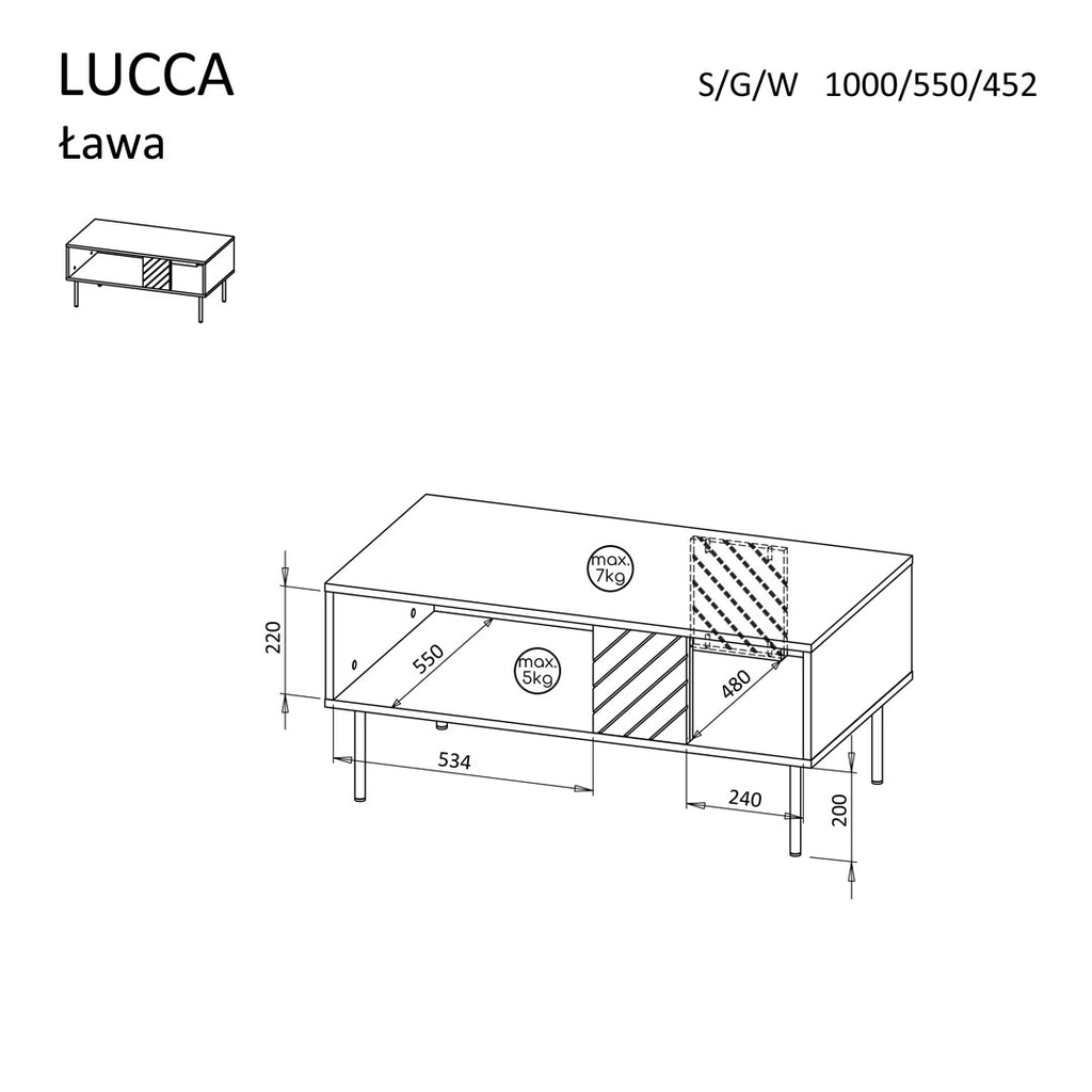 Cama LUCCA bench/table 100x55x46 black