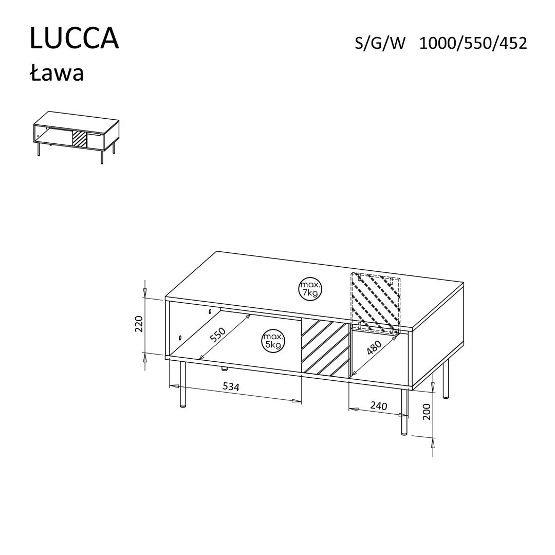 Cama LUCCA bench/table 100x55x46 black