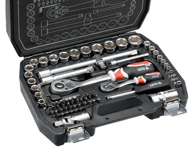 Yato Impact Socket Set 72 Pieces 4550 g Dimensions: 108 mm x 270 mm x 362 mm Model YT-38782