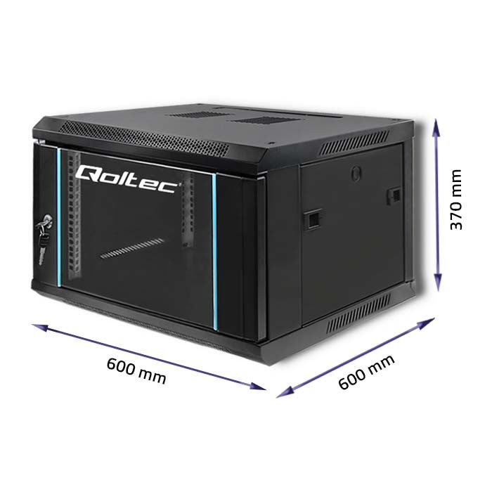 Qoltec Rack Cabinet 19 6U 600x600x370 Tempered Doors Hanging
