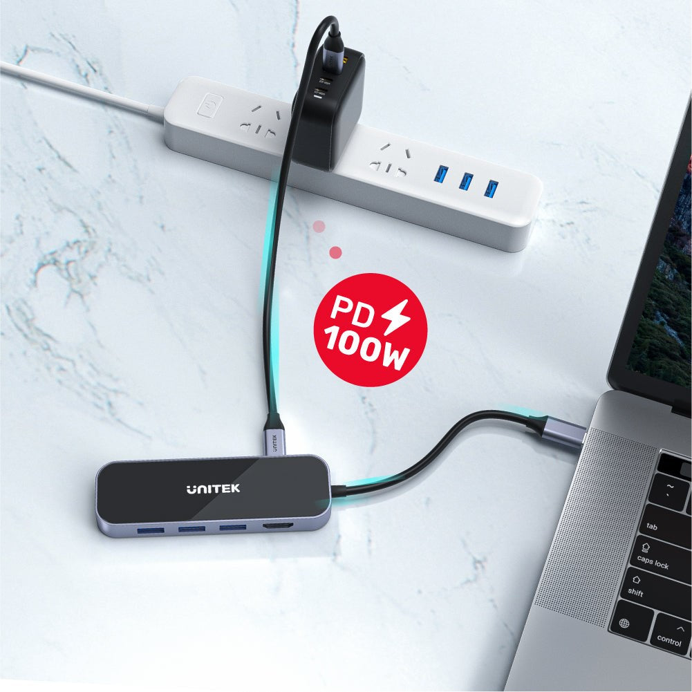 UNITEK USB Hub with 3 USB 3.2 Gen 1 Type-A, 1 Type-C and HDMI Ports, D1084A