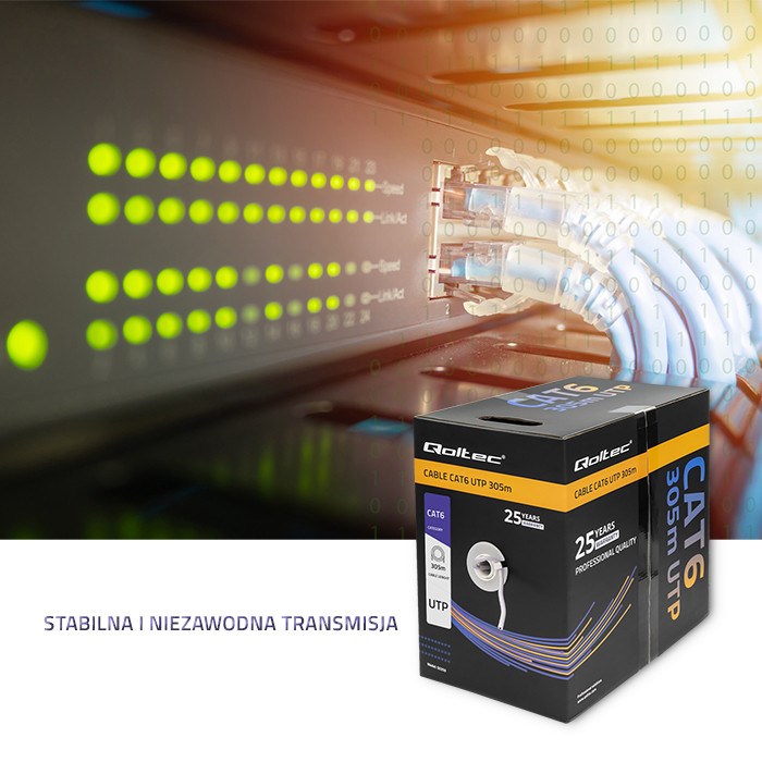 Qoltec UTP Cable Twisted Pair CAT6 305 m PVC Grey