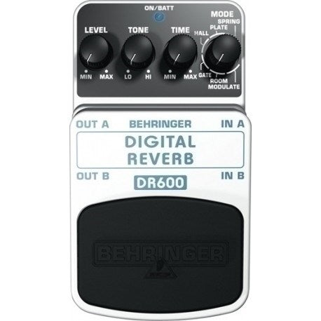 Behringer DR600 Digital Reverb Effect Pedal Black Silver