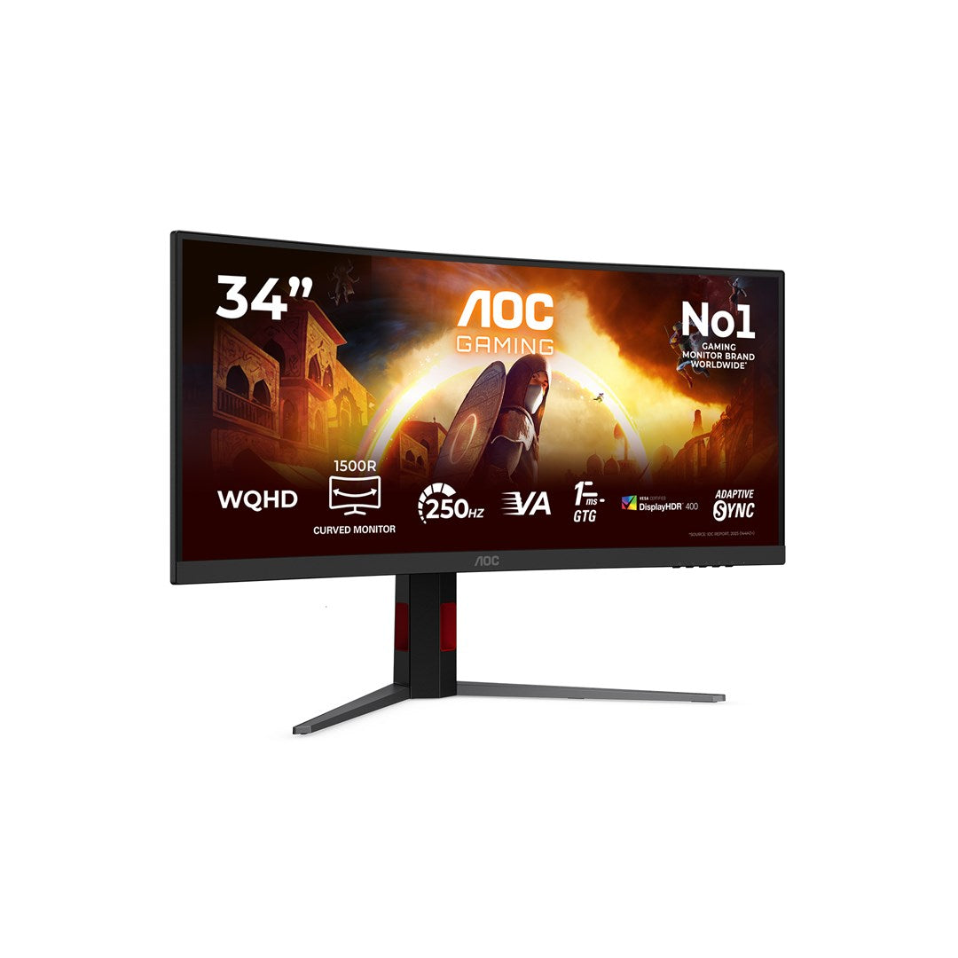 AOC G4 CU34G4ZCA computer monitor 86.4 cm (34 ) 3440 x 1440 pixels Wide Quad HD Black  Red