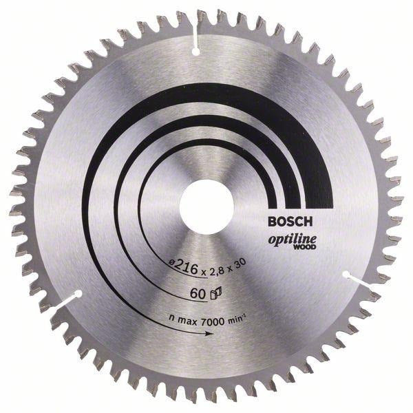 Bosch Optiline Wood Circular Saw Blade, 216 mm, 60 Teeth (2608640642)