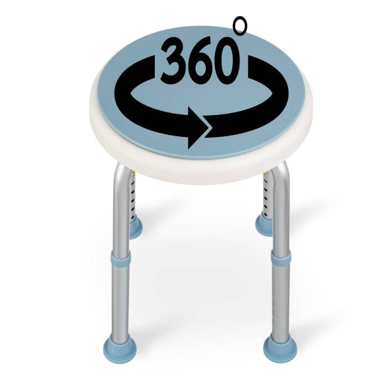 Bathroom Stool Adjustable Height Light Grey White