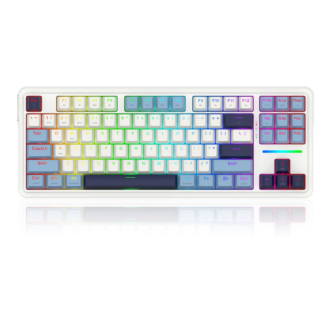 REDRAGON K728WBB-RGB-PRO Antonium Pro keyboard USB + RF Wireless + Bluetooth White  Blue