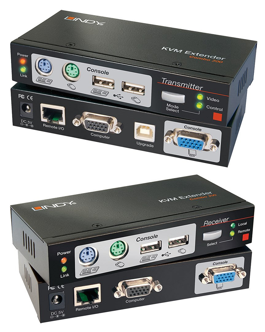 LINDY Cat.5 KVM Extender Combo 300 - KVM Extender - PS/2, USB - up to 300 m