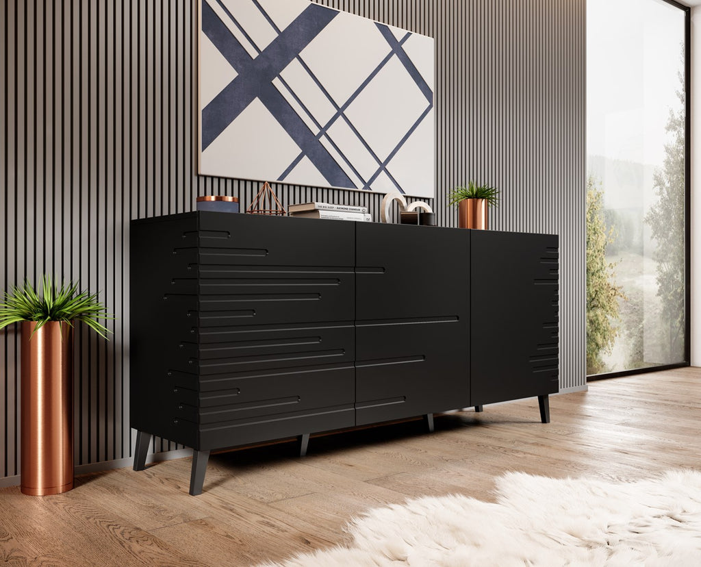 Nova Chest of Drawers 155x40x72 Black Mat