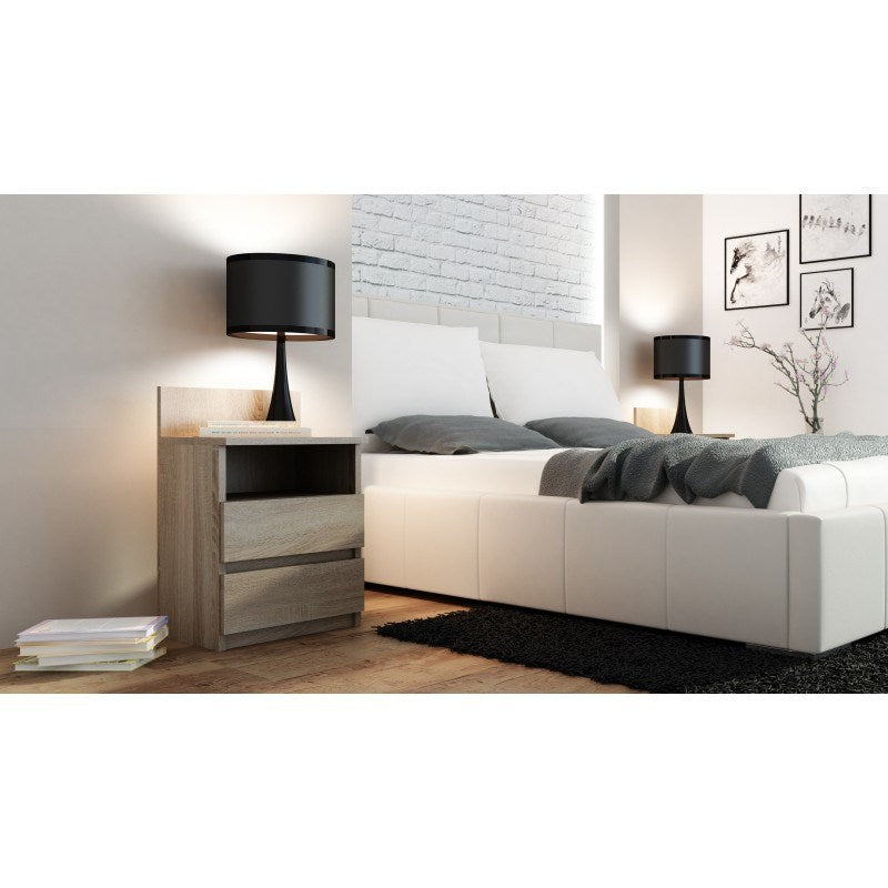 Topeshop M1 SONOMA MAT Nightstand 2 Drawers Oak
